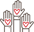 3 hands with hearts